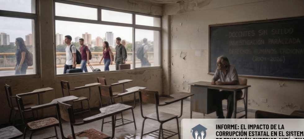 Informe de Aula Abierta alerta que la corrupción estatal ha capturado la educación superior autónoma en Venezuela y ha erosionado derechos humanos entre 2004 y 2026